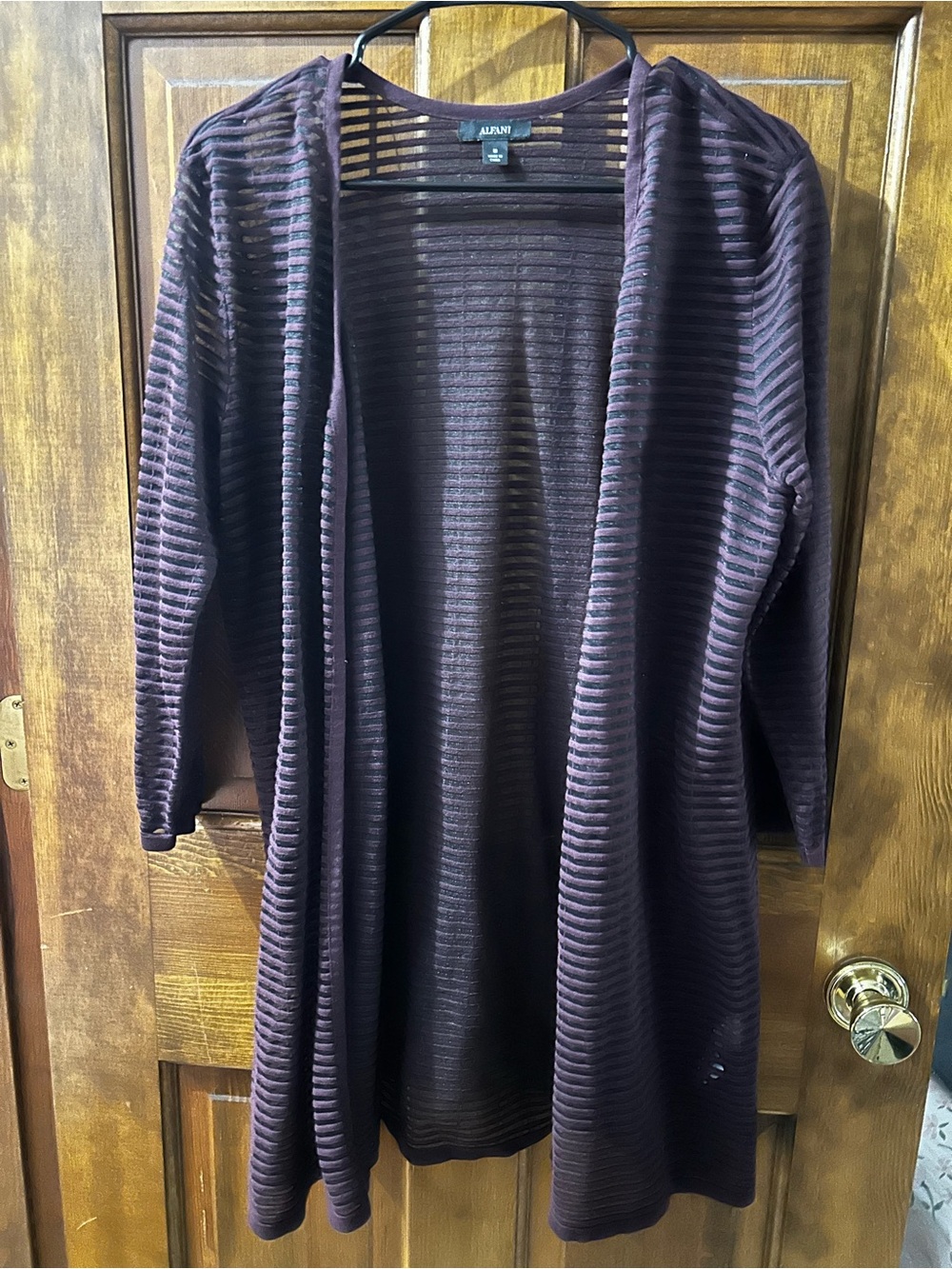 Alfani Open-Front Ribbed Cardigan - Plum